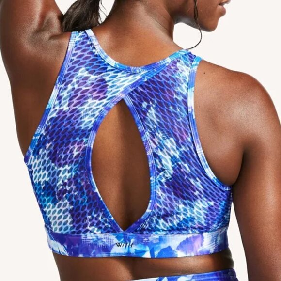 Peloton Blue Move High Neck Sports Bra - Picture 2 of 9
